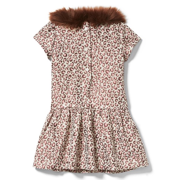 Janie And Jack LEOPARD FAUX FUR COLLAR DRESS NWOT - Picture 5 of 5